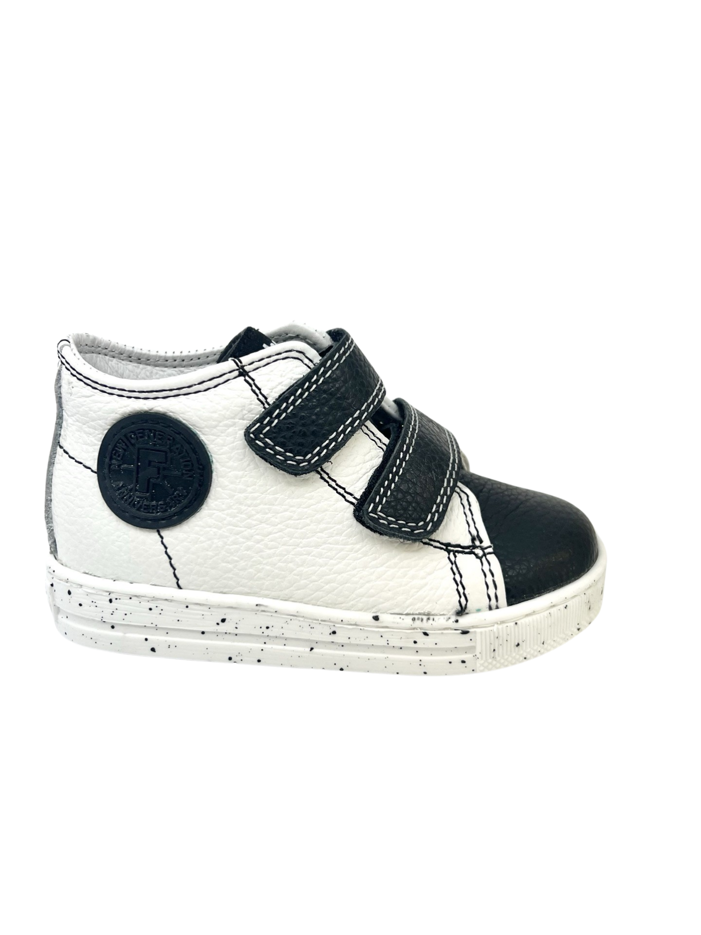 Falcotto White/Black Pebbled Baby Sneaker - Michael