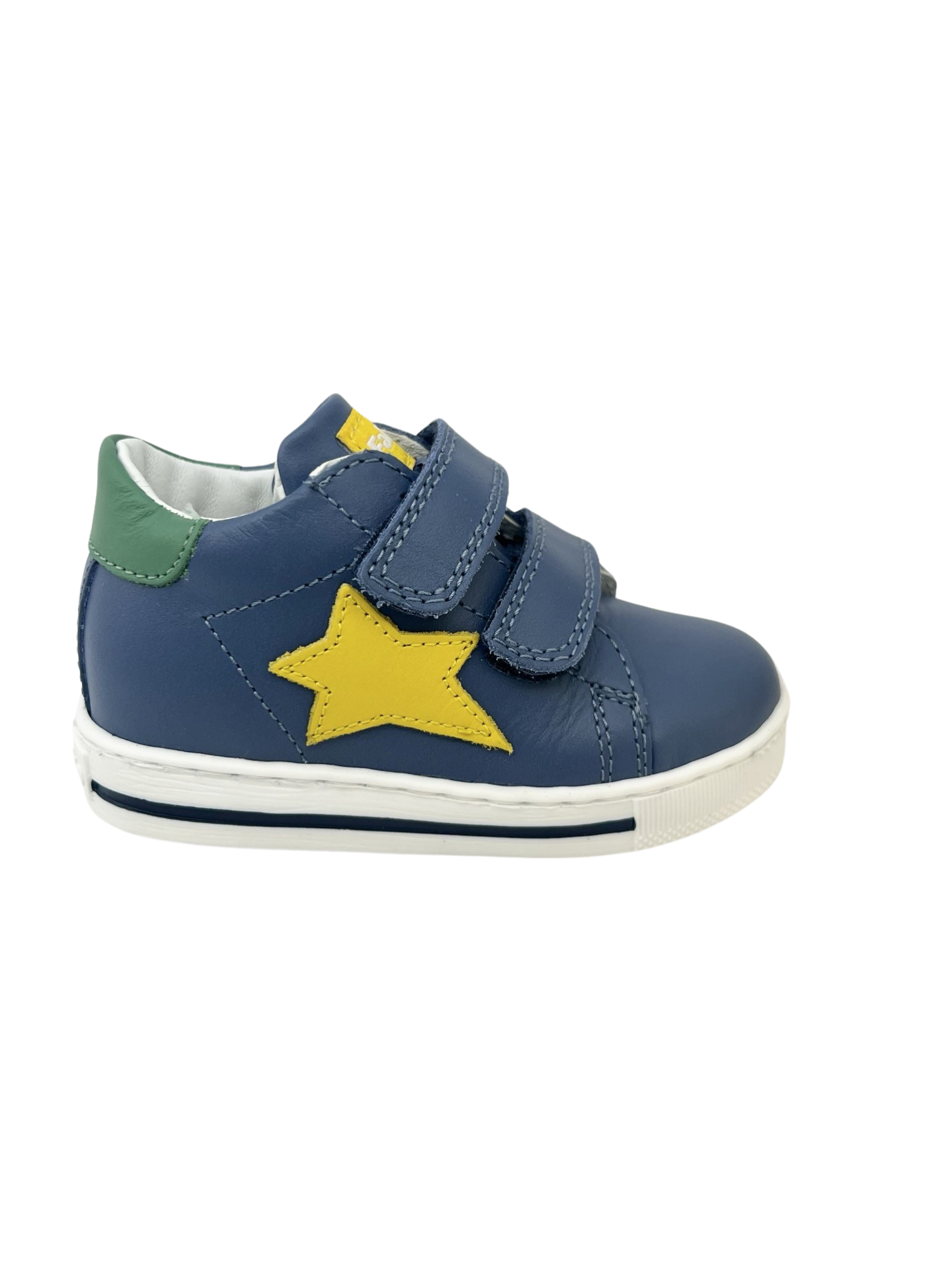 Falcotto Navy - Yellow Double Velcro Star Sneaker -  Sasha