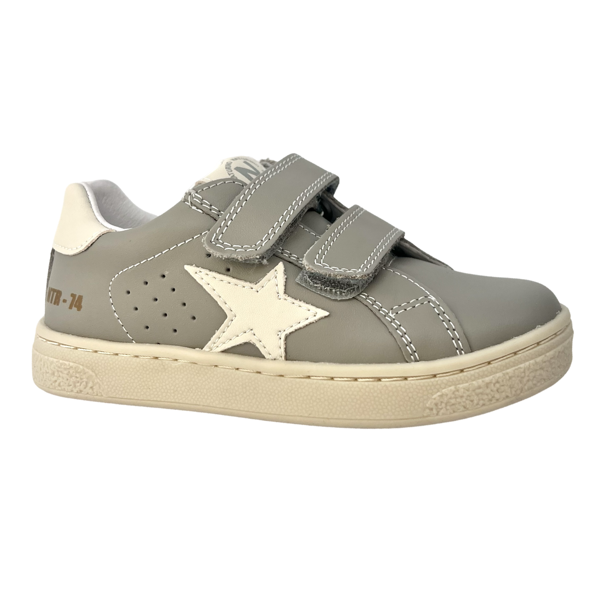 Naturino Taupe-Milk Double Velcro Star Sneaker- Pinn