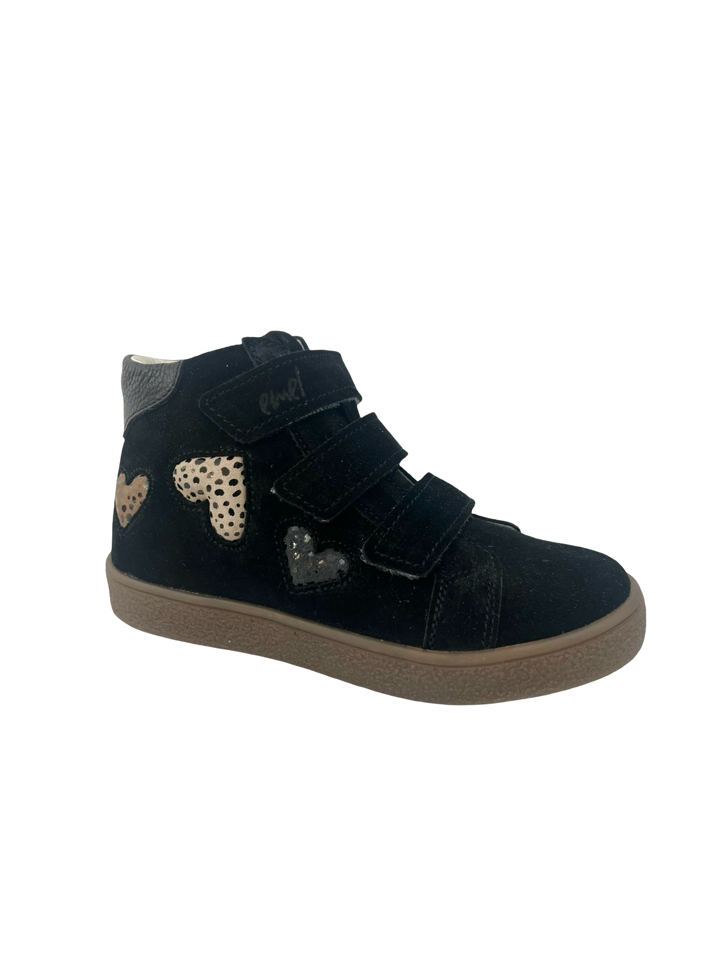 Emel Black Suede Sneaker with Hearts