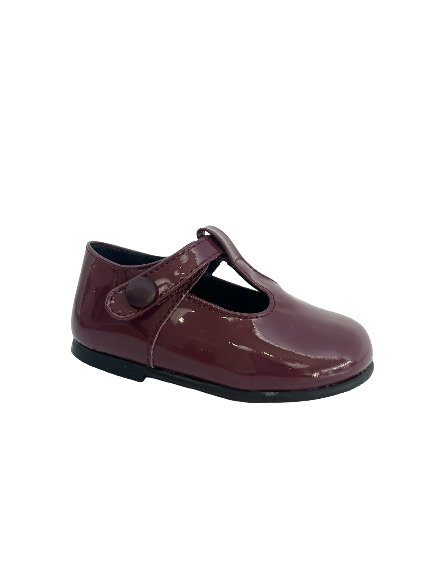 Blublonc Burgundy Patent Baby T Strap