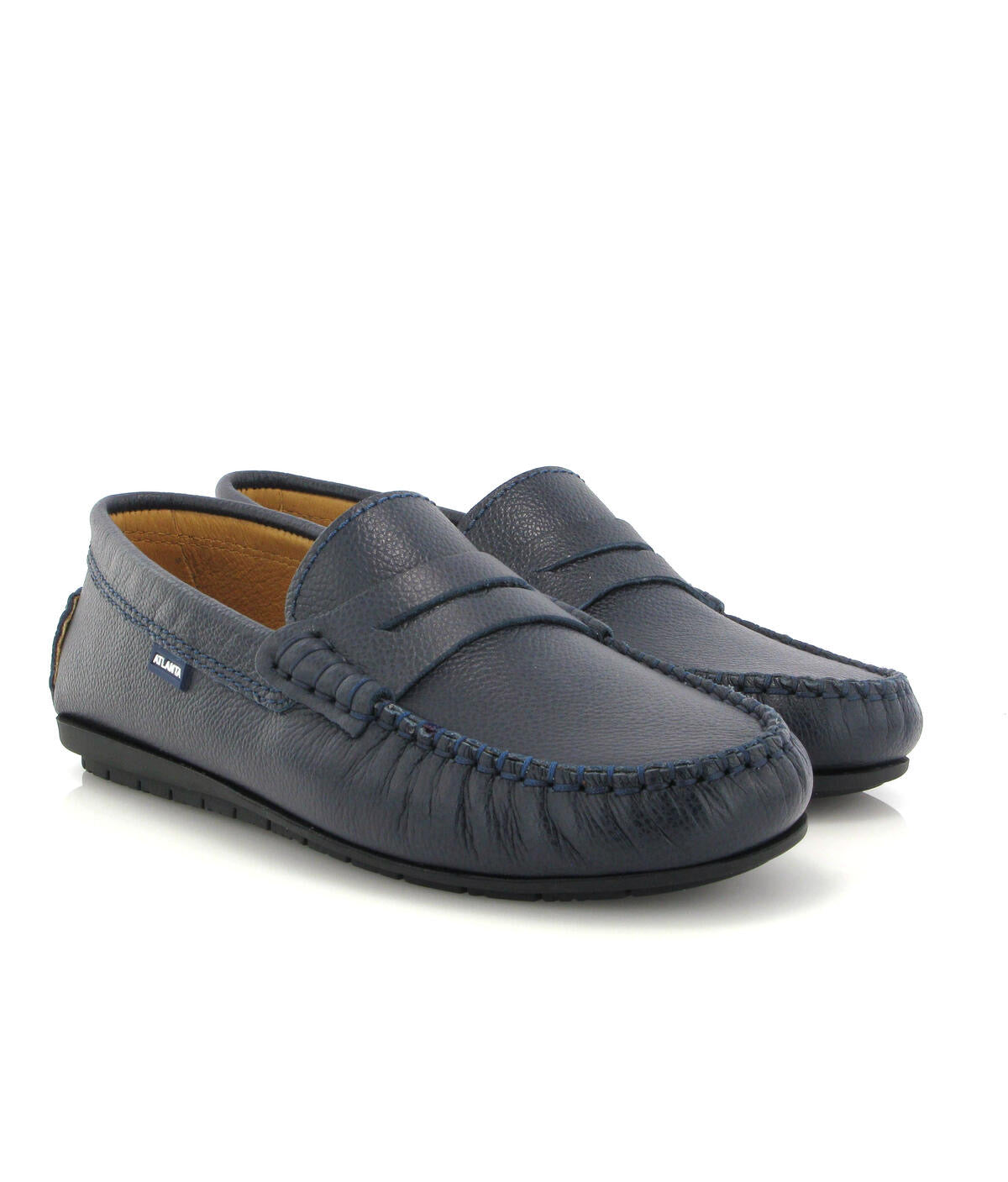 Atlanta Mocassin Navy Pebbled Penny Loafer