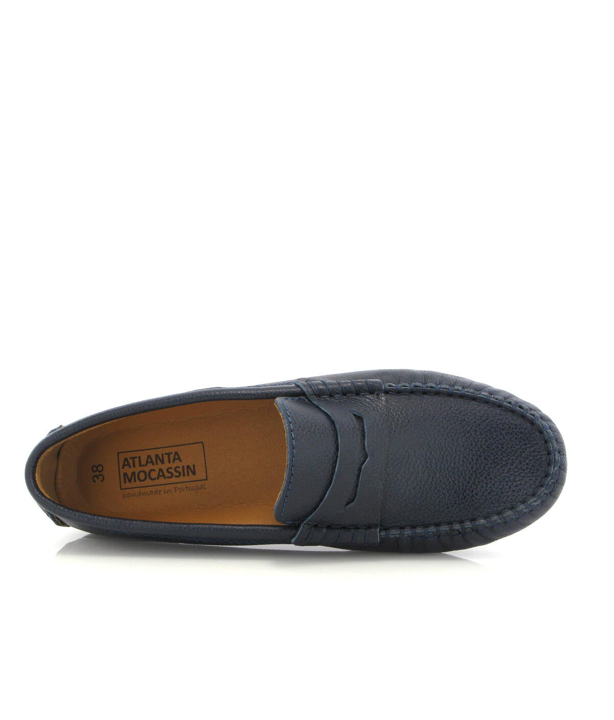 Atlanta Mocassin Navy Pebbled Penny Loafer