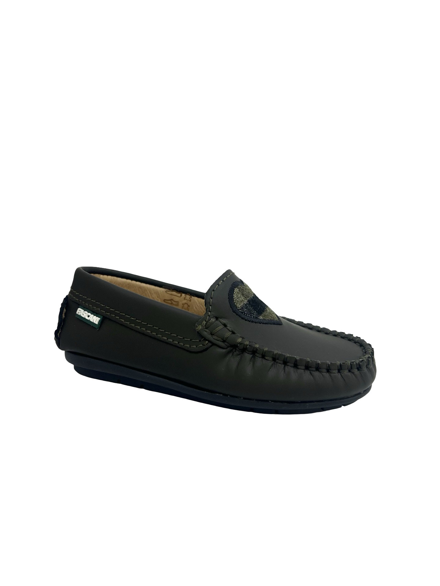 Fascani Khaki Gum Loafer with Plaid Heart