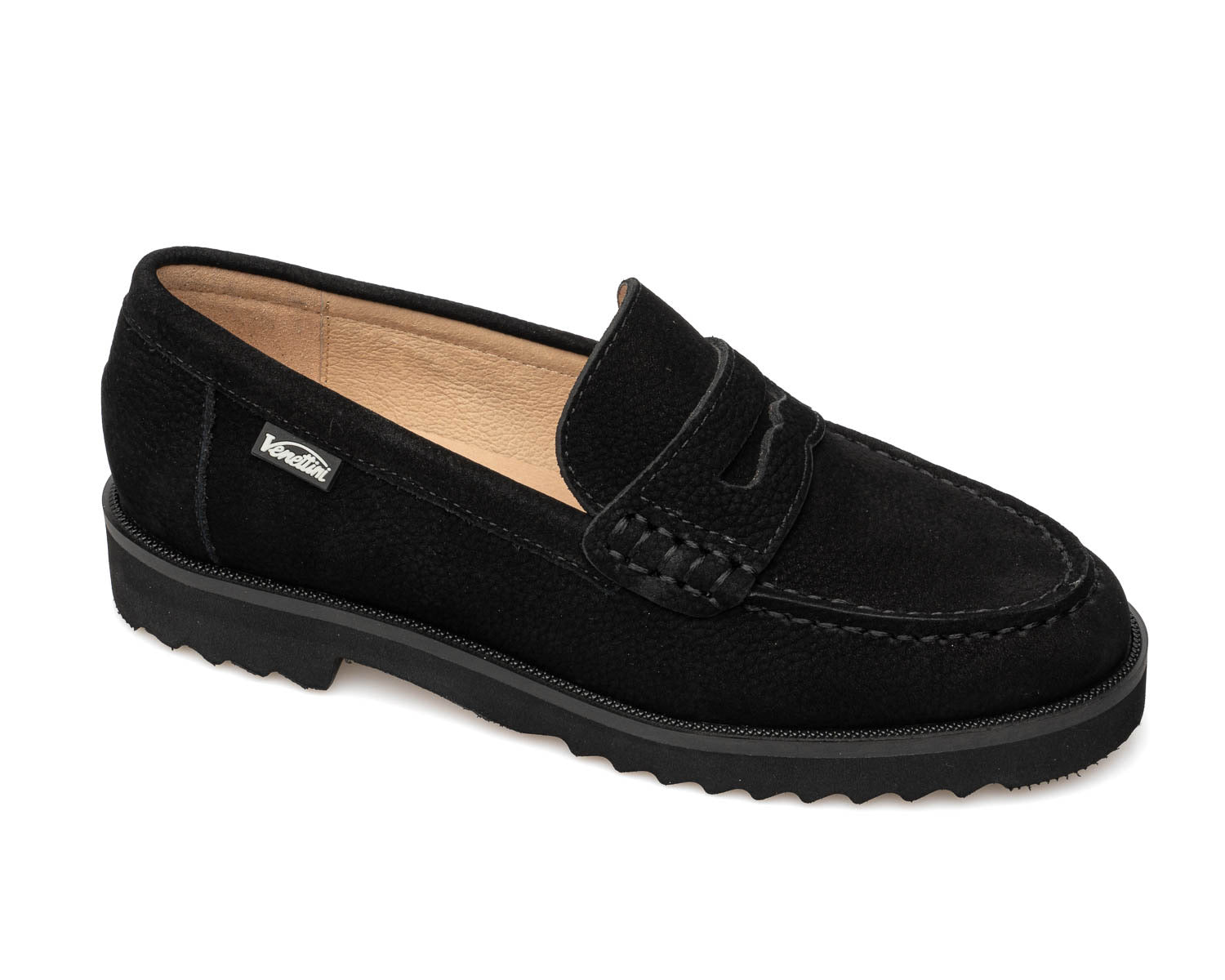 Venettini Black Suede Chunky Penny Loafer - London