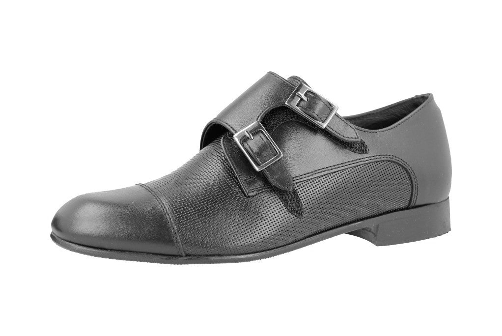 Andanines Black Perf Monkstrap Dress Shoe