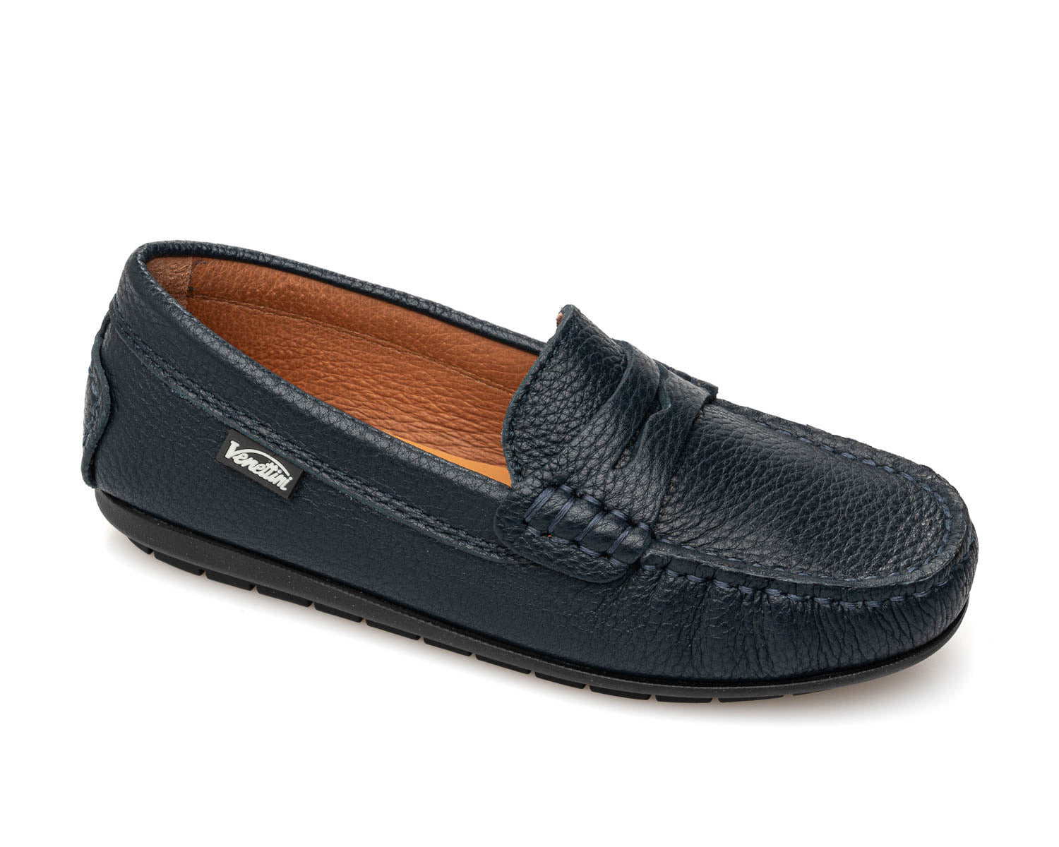 Venettini Navy Embossed Penny Loafer- Reese