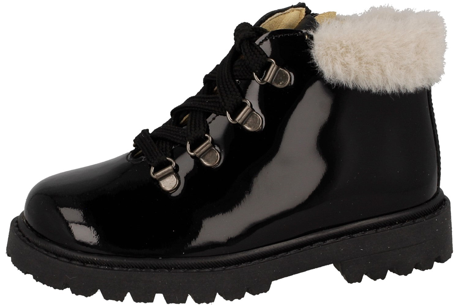 Andanines Black Patent Zip Bootie