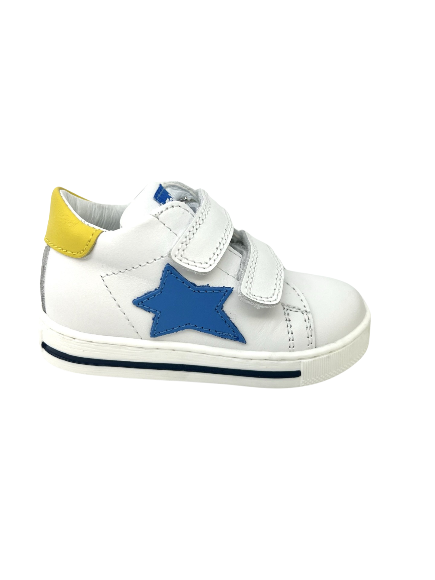 Falcotto White Velcro Baby Sneaker with Blue Star - Sasha