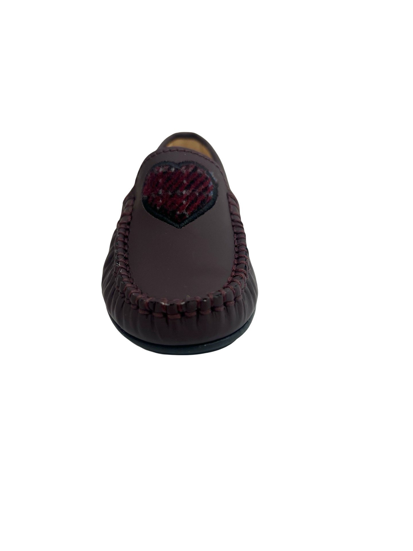 Fascani Bordeaux Gum Leather Loafer with Plaid Heart