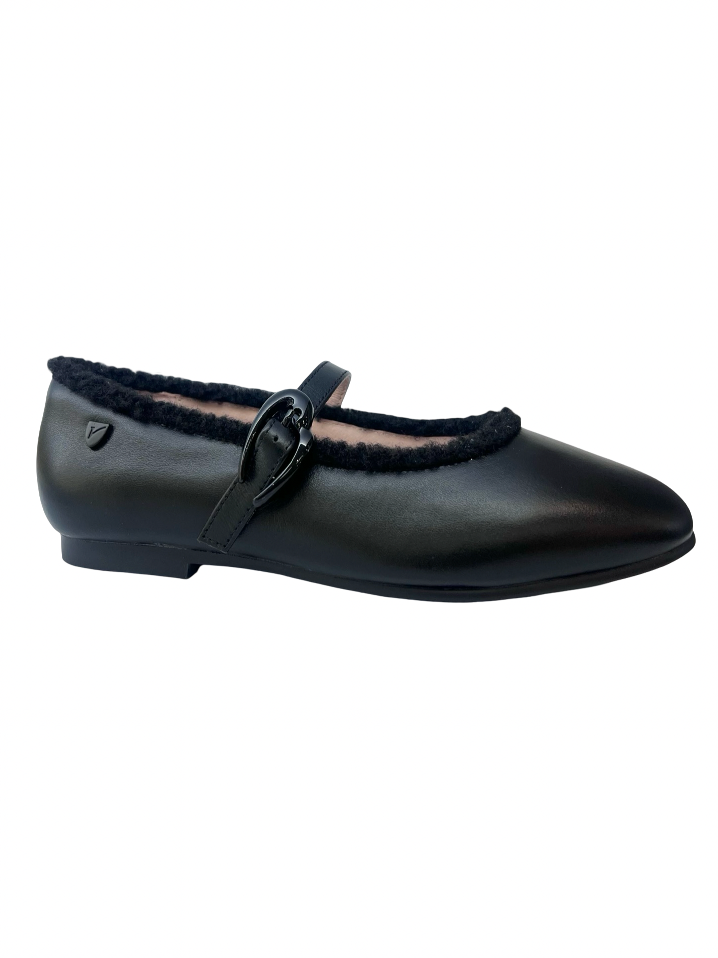 Venettini Black Flat with Fur Edge
