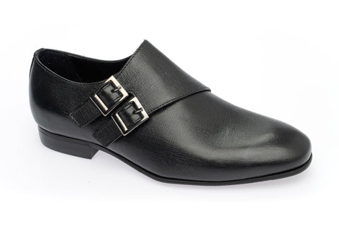 Venettini Black Double Monk Side Strap Shoe
