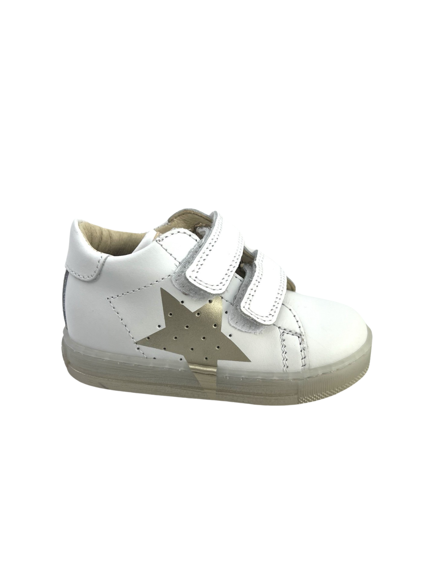 Falcotto White - Platinum Double Velcro Star Sneaker -  Venus