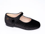 Venettini Black Weave Velvet Mary Jane