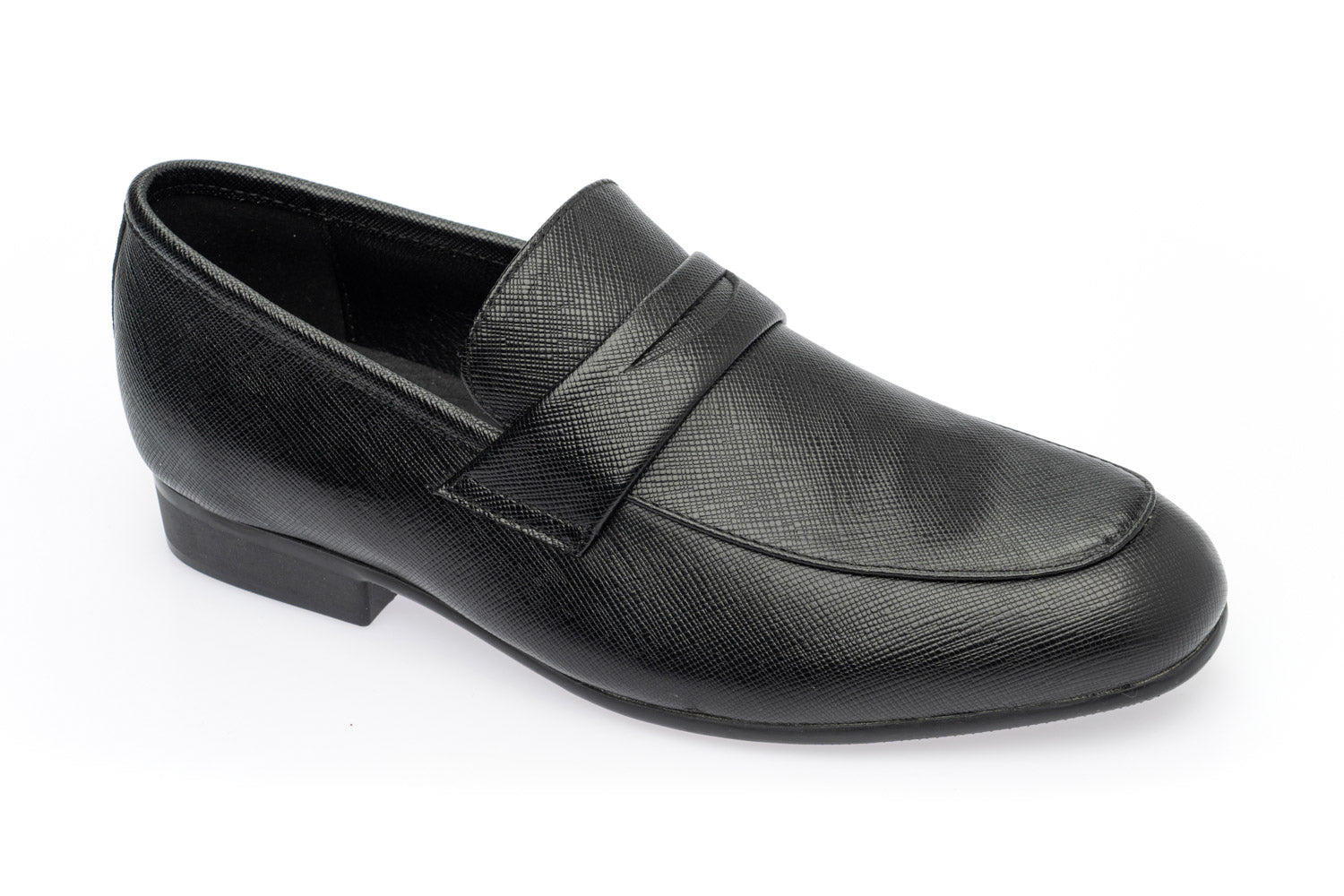 Venettini Black Textured Penny Loafer Dress Shoe