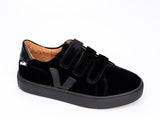 Venettini Black Velvet Triple Velcro Leather V Sneaker