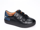 Venettini Black Triple Velcro Sneaker with Blue Accents-Harry