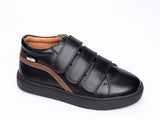 Venettini Black Triple Velcro Sneaker with Brown Accents- Jake