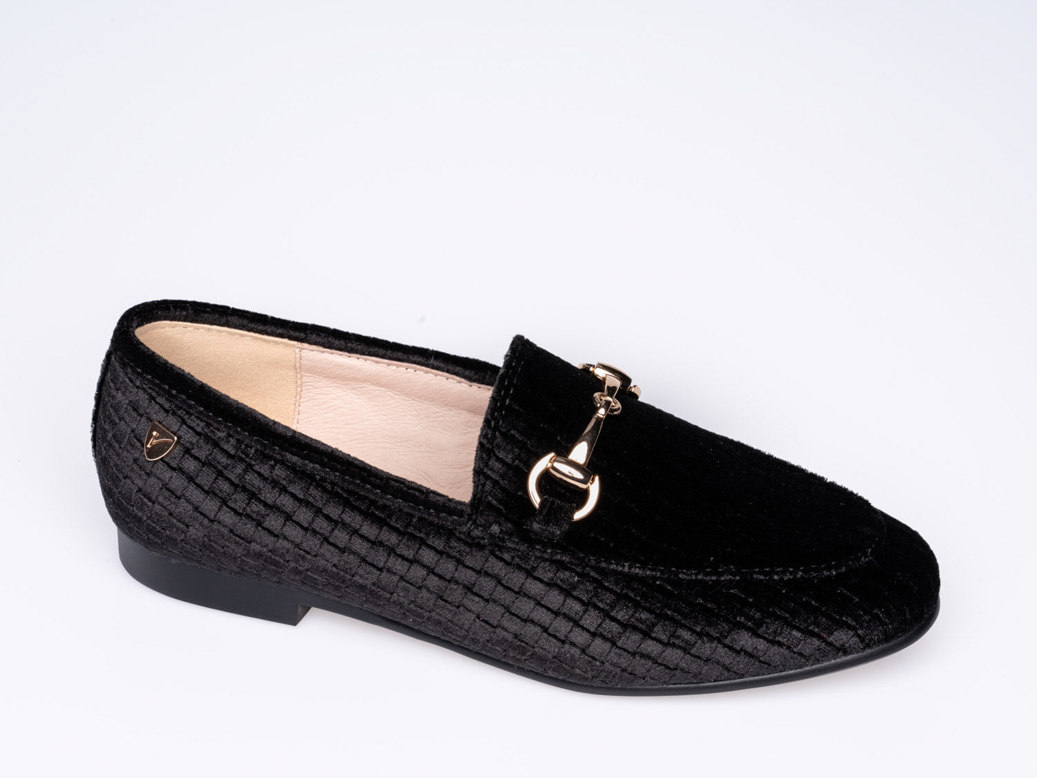 Venettini Black Velvet Weave Chain Loafer