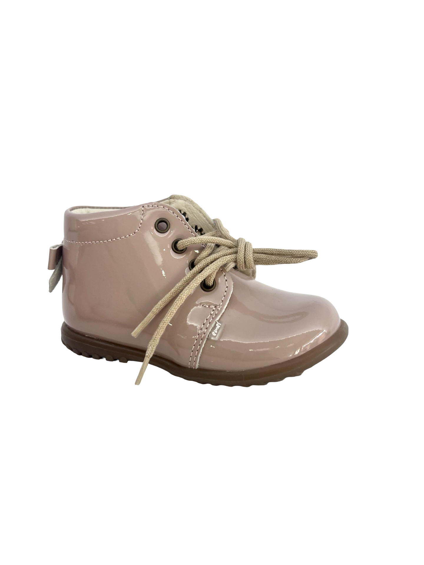 Emel Dusty Pink Patent Baby Bootie with Bow
