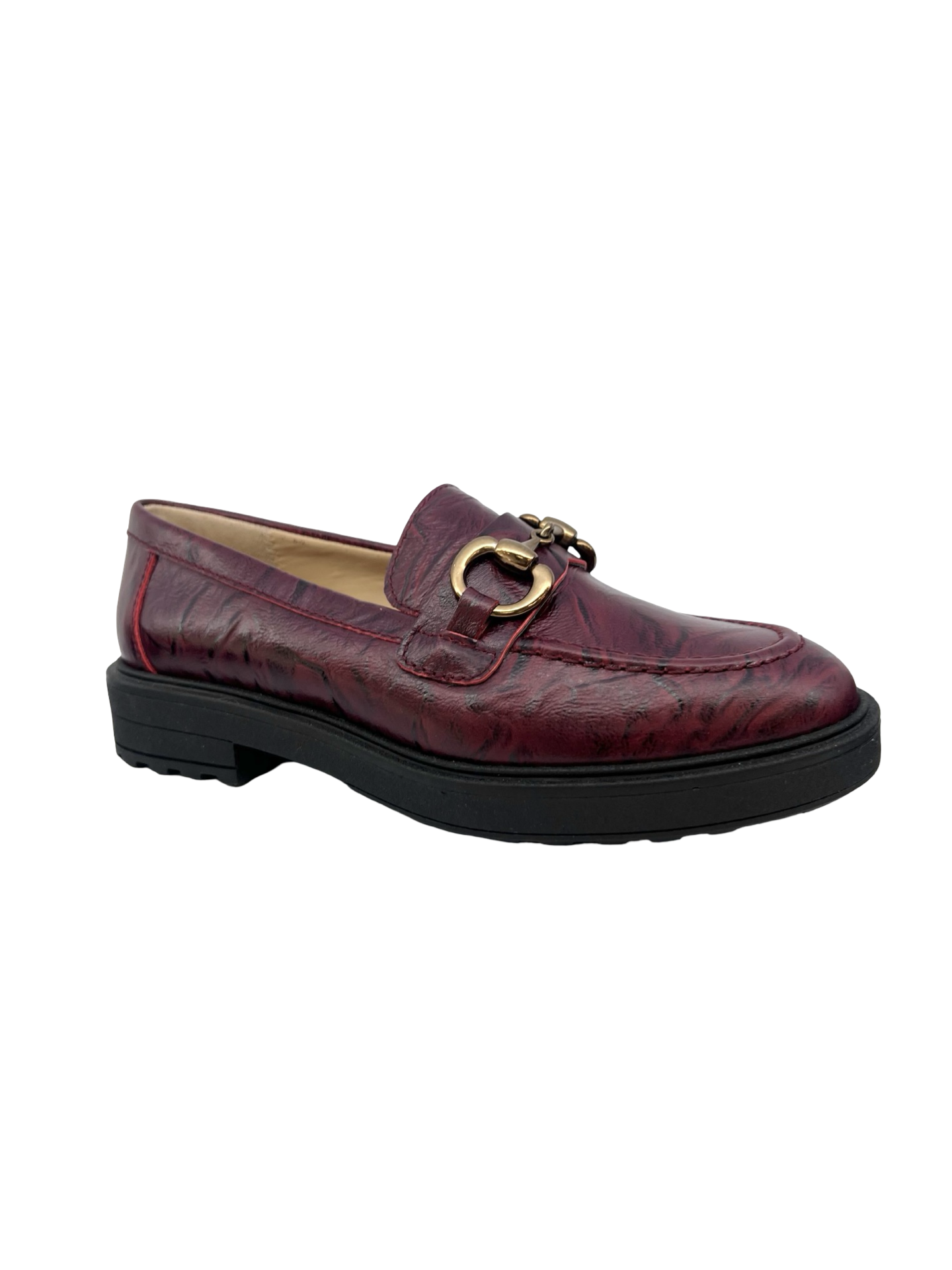 Beberlis Wine Textured Chunky Chain Loafer