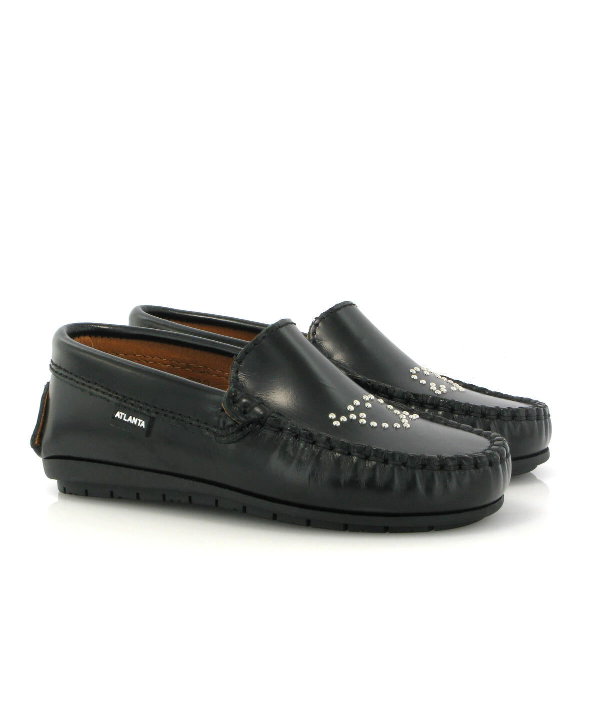 Atlanta Mocassin Black Heart Stud Loafer