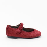 Papanatas Bordeaux Diamond Quilt Velvet Mary Jane