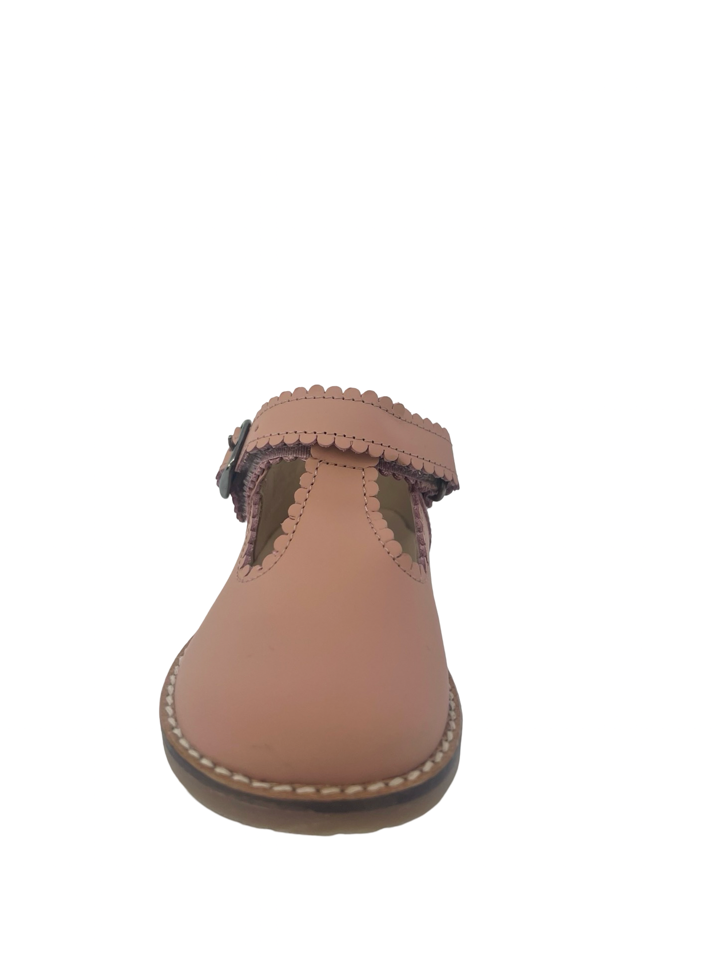 Blublonc Nude Scalloped Baby T Strap
