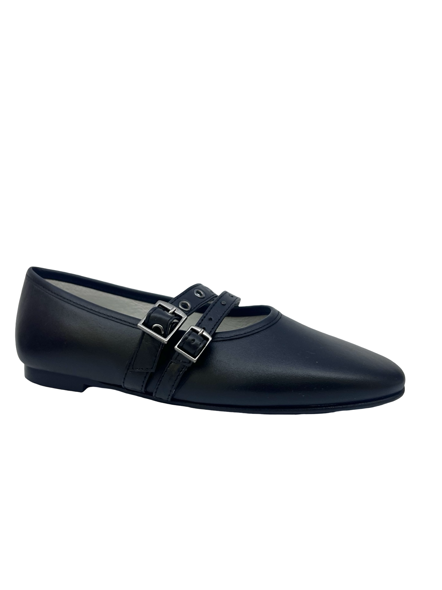 Luccini Black Double Buckle Flat