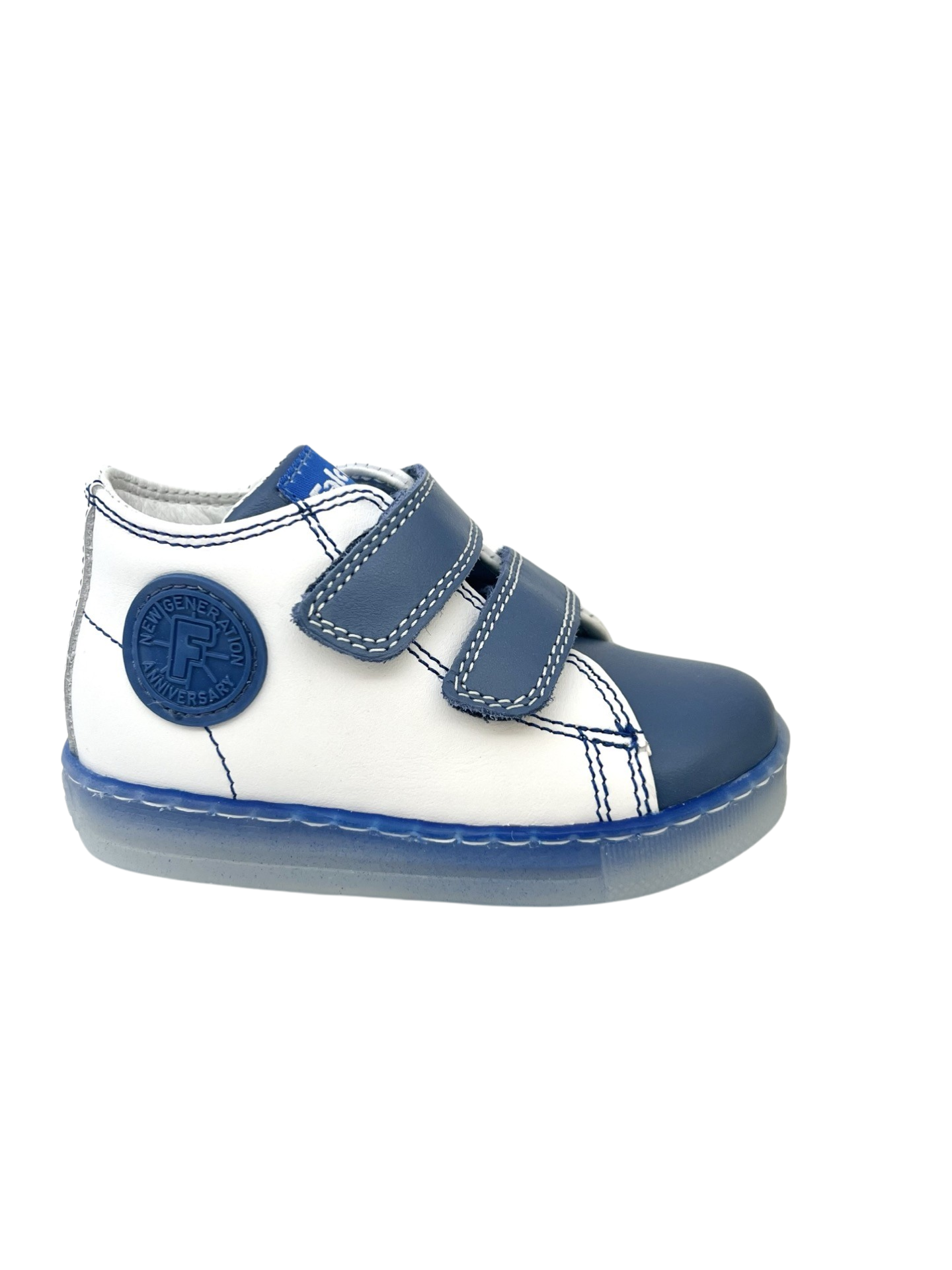 Falcotto White/Blue Pebbled Baby Sneaker - Michael