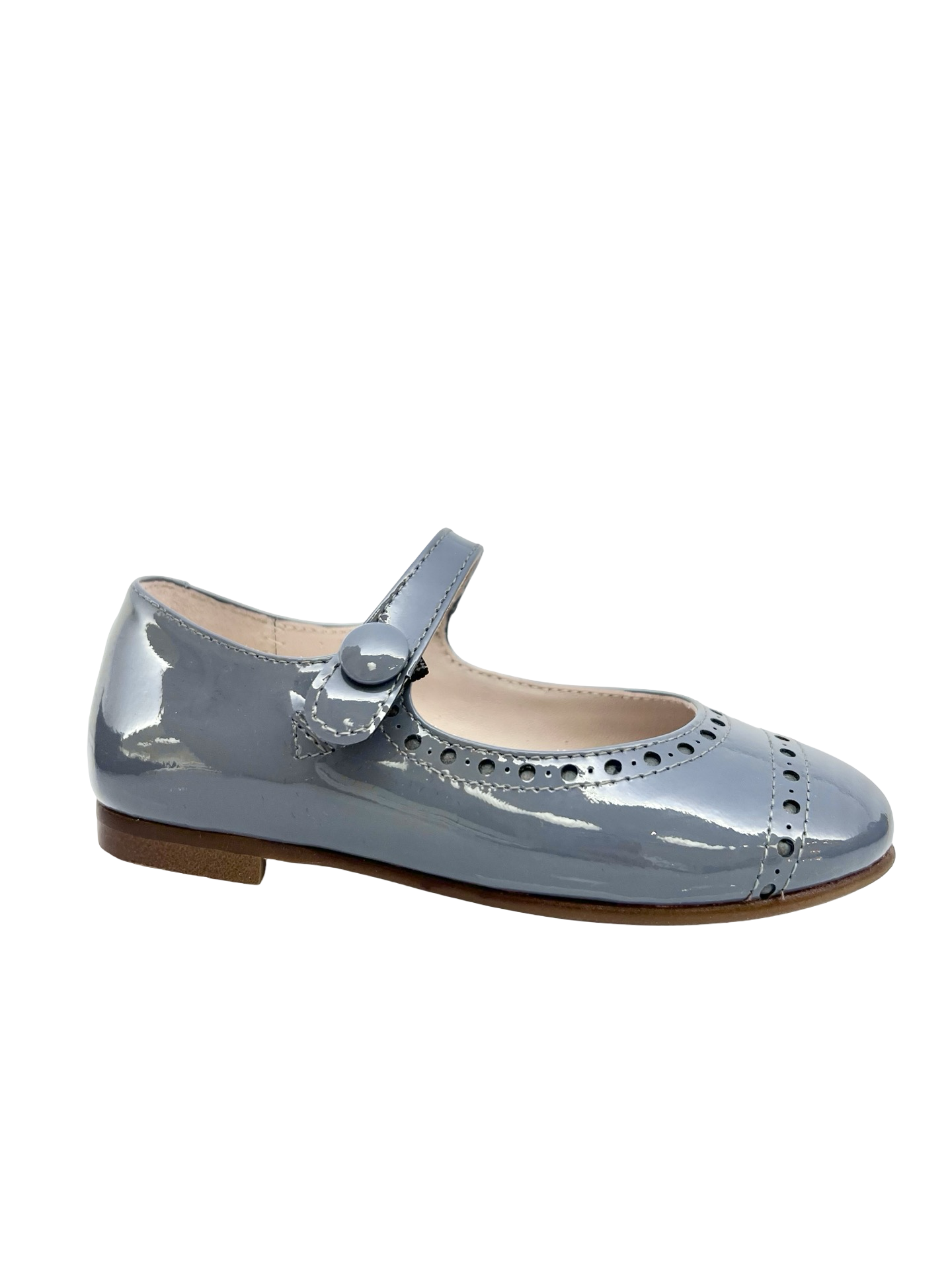 Beberlis Dusty Blue Patent Perf Mary Jane