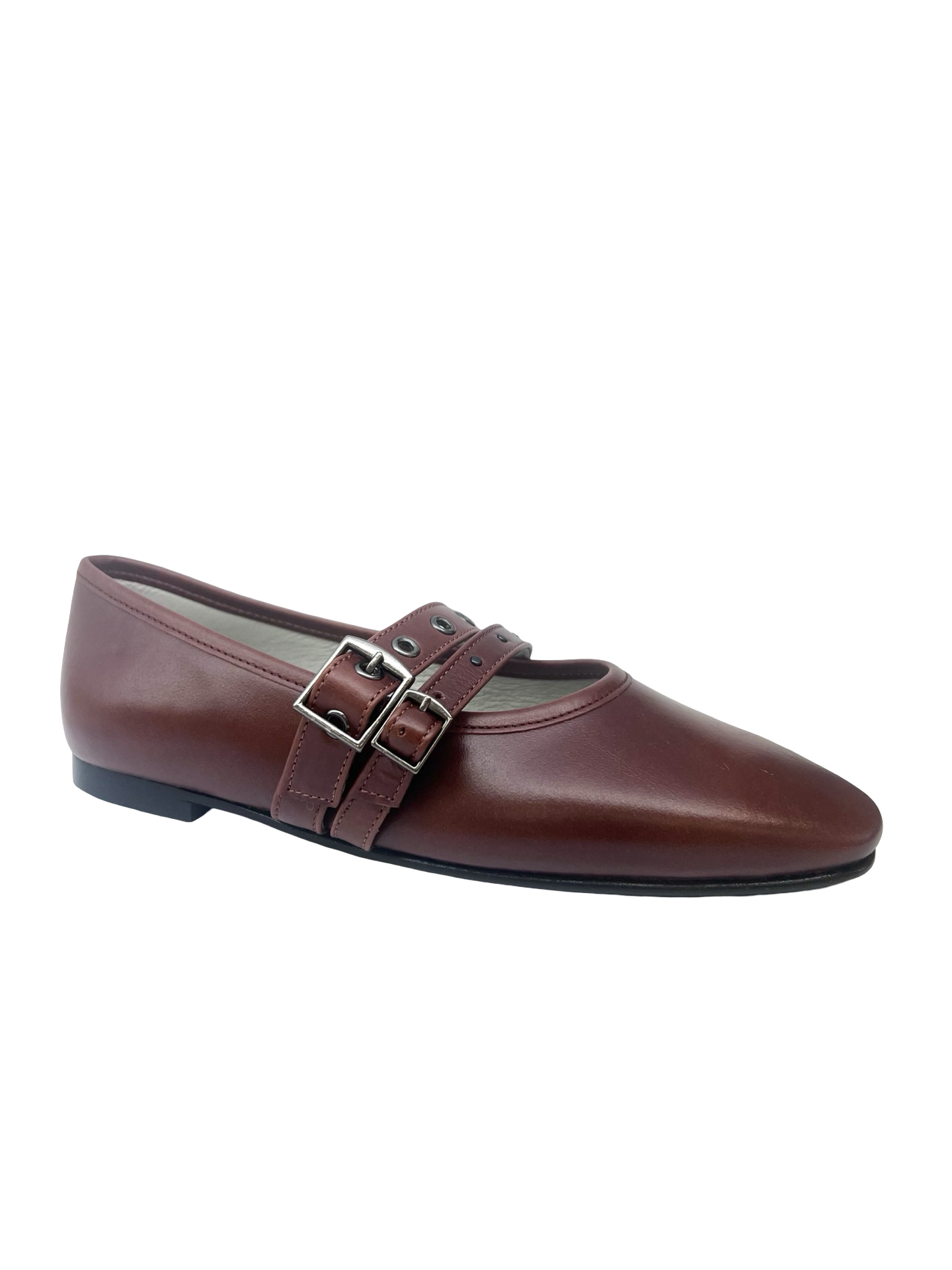 Luccini Brown Double Buckle Flat