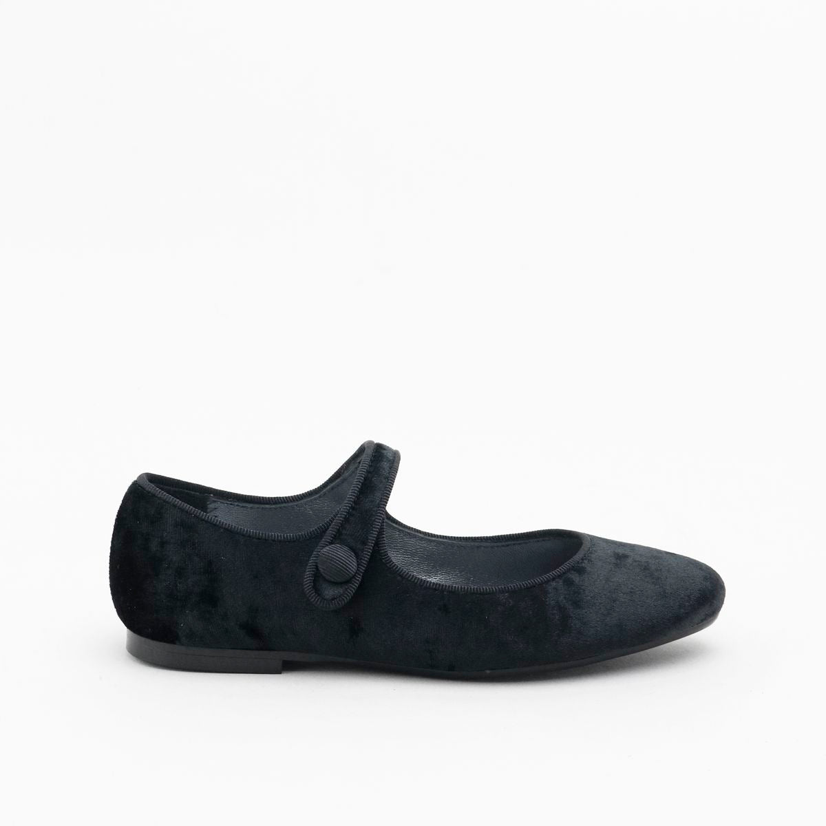 Papanatas Black Frozen Velvet Pointed Mary Jane