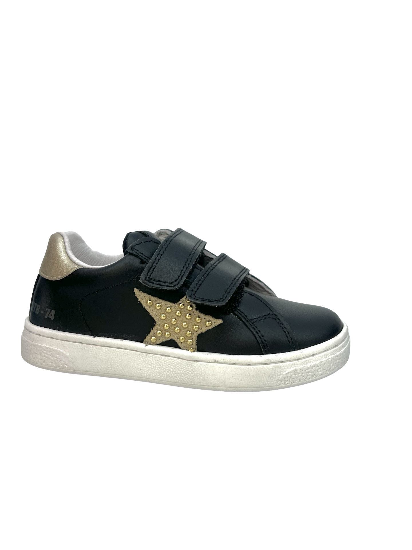 Naturino Black Double Velcro Studded Star Sneaker - Pinn