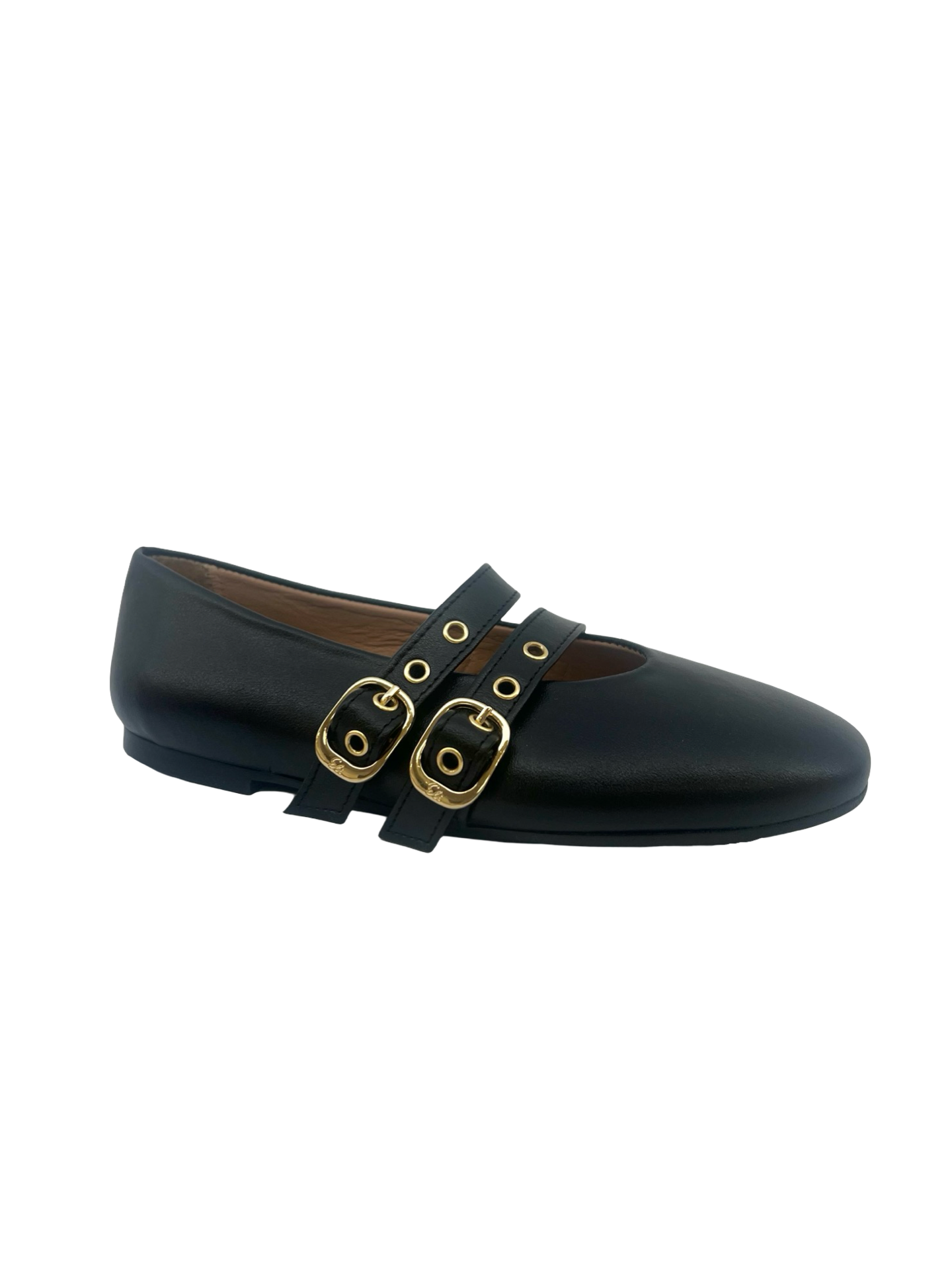 Papanatas Black Double Buckle Flat