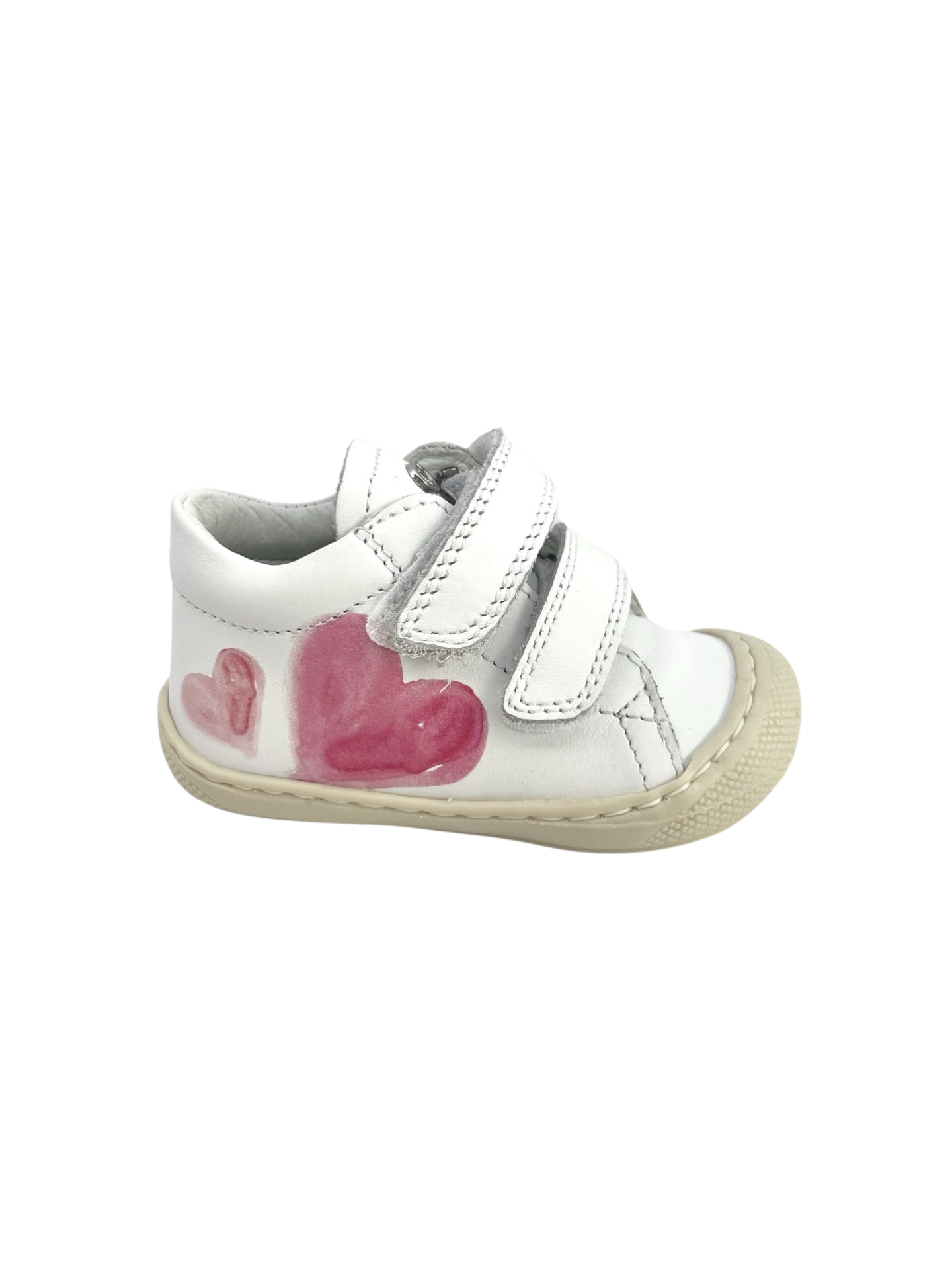 Naturino White Baby Sneaker with Heart Print - Piski