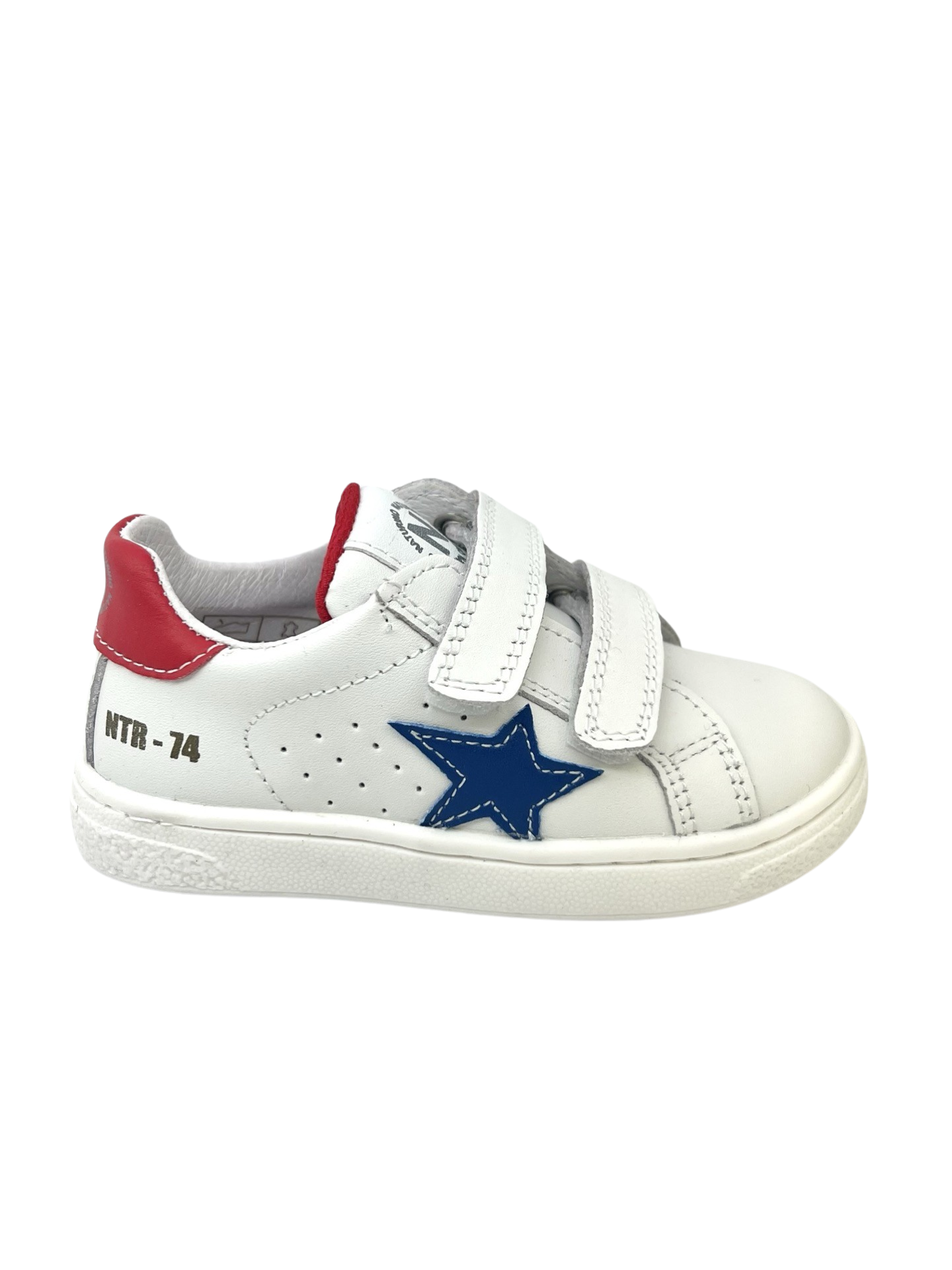 Naturino White Double Velcro Sneaker With Blue Star - Pinn