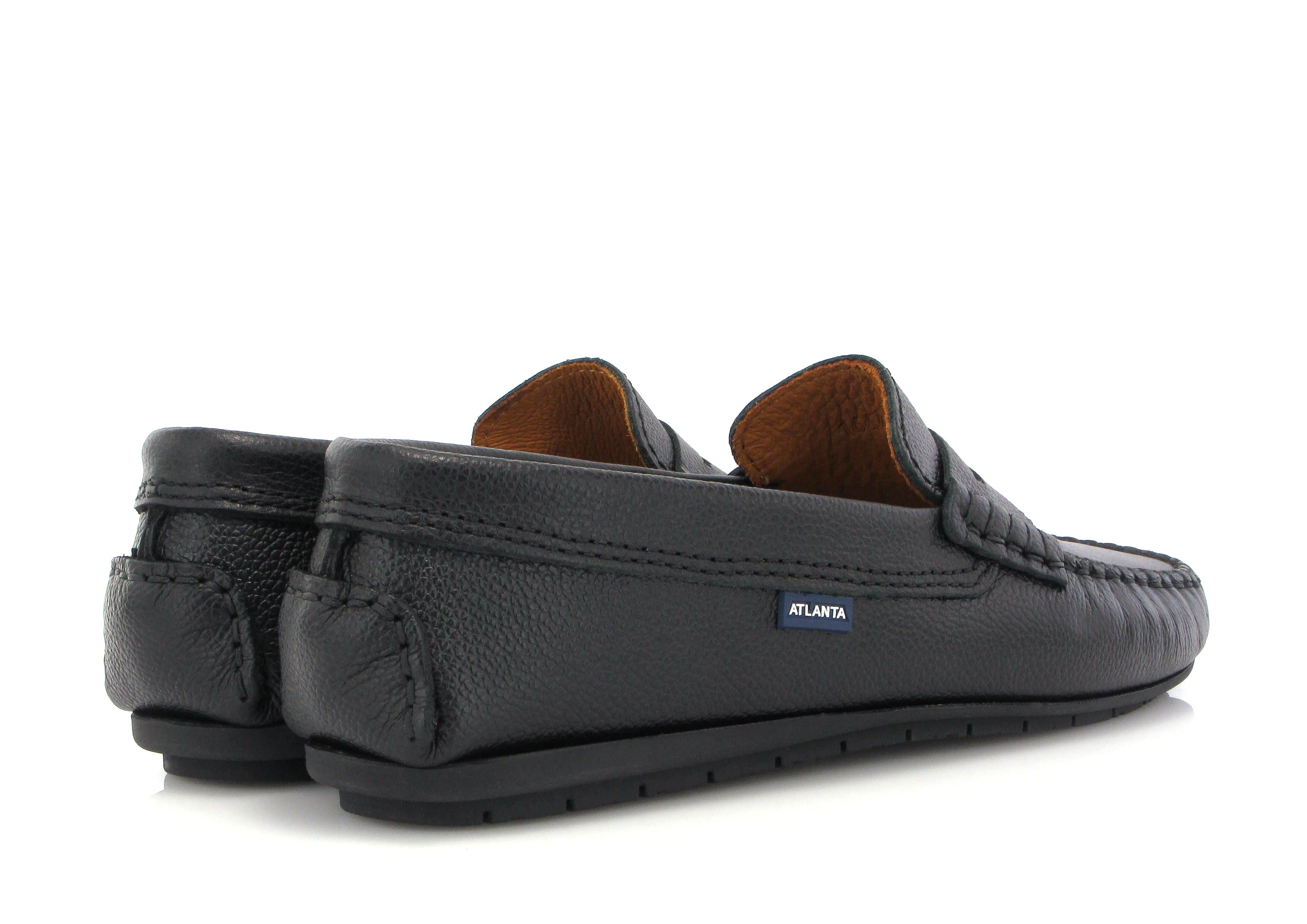 Atlanta Mocassin Black Pebbled Penny Loafer