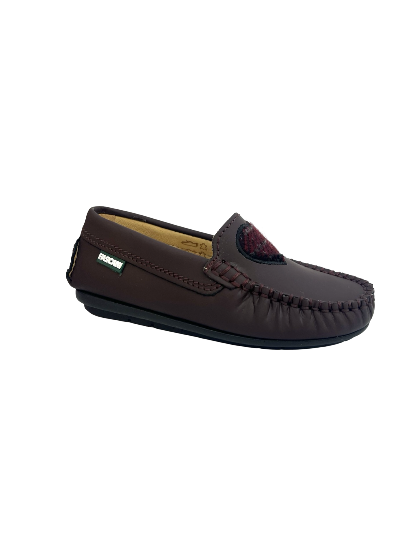 Fascani Bordeaux Gum Leather Loafer with Plaid Heart