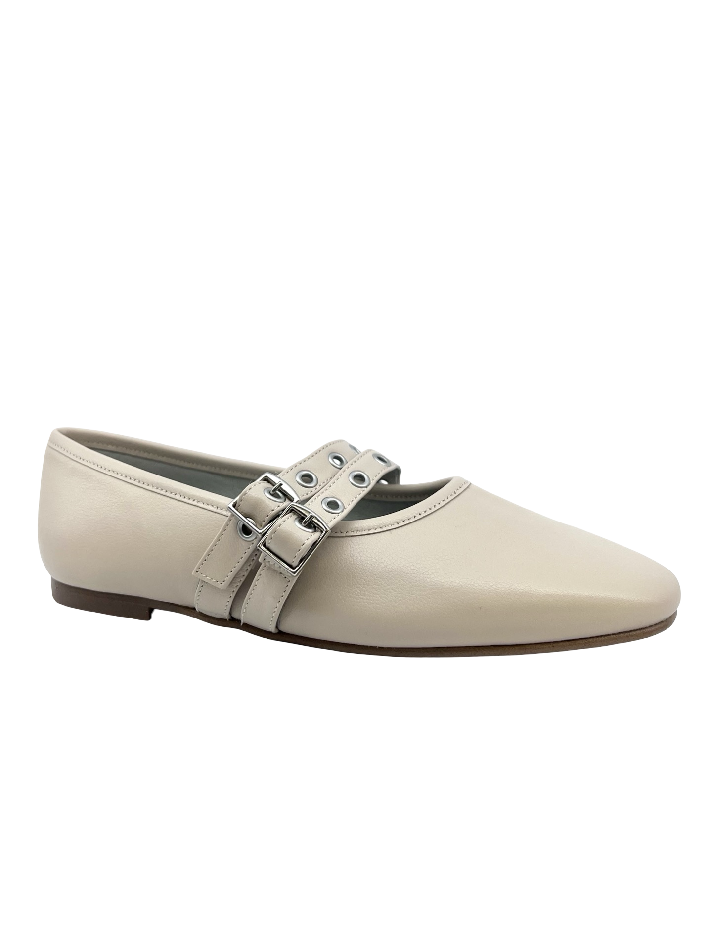 Luccini Milk Double Buckle Flat