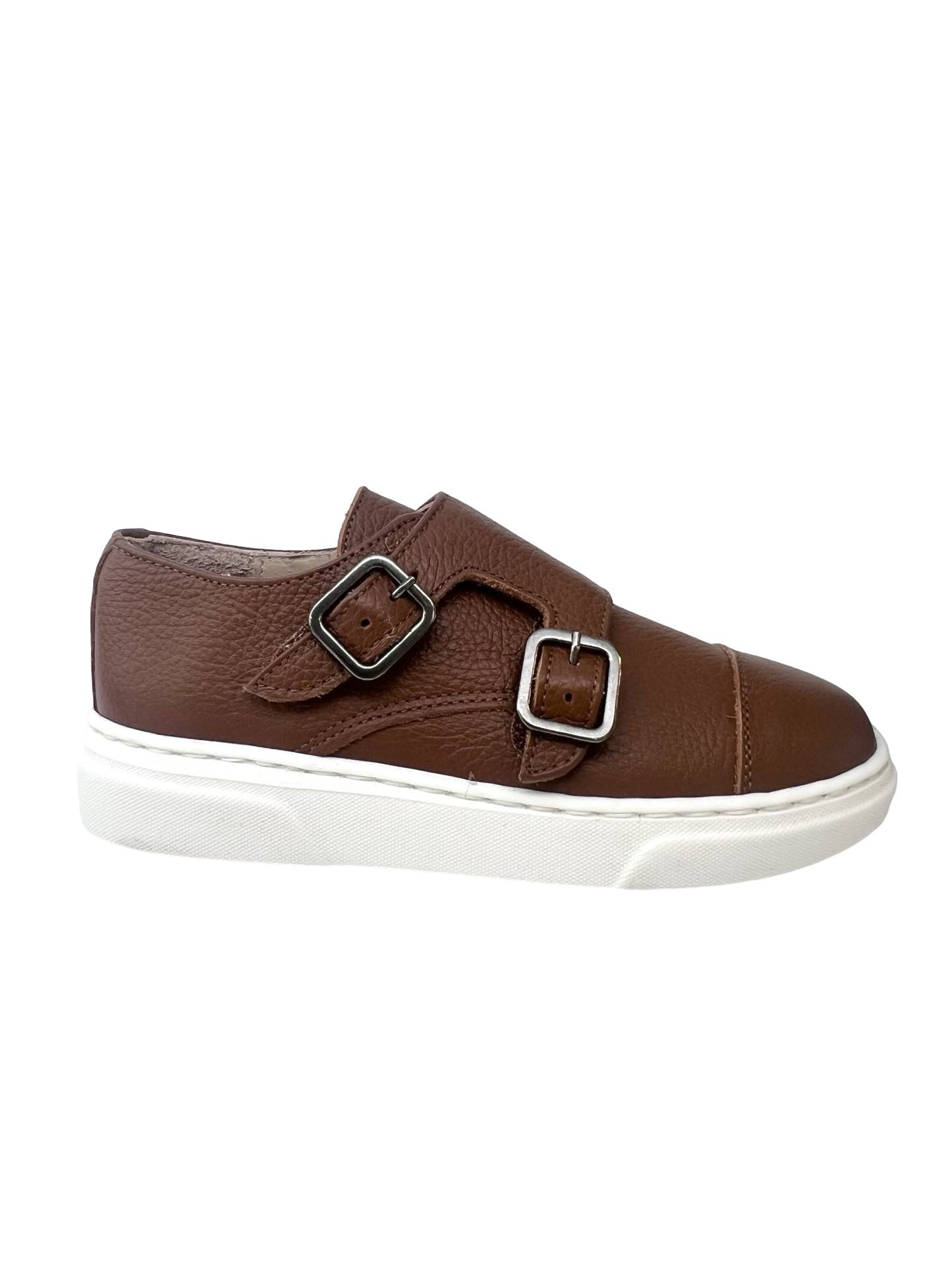 Blublonc Tan Pebbled Monkstrap Dress Sneaker