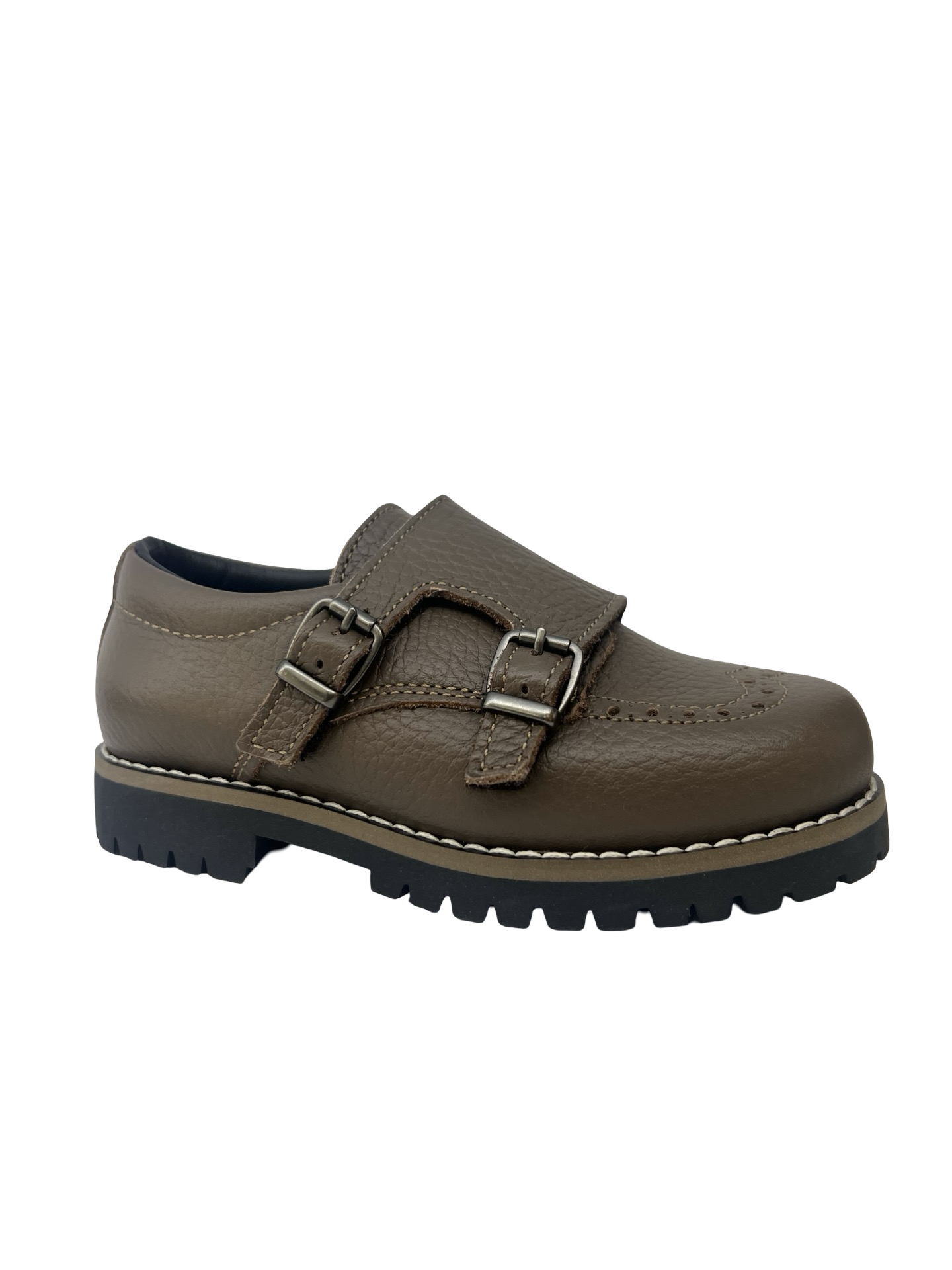 Blublonc Taupe Chunky Double Velcro Dress Shoe
