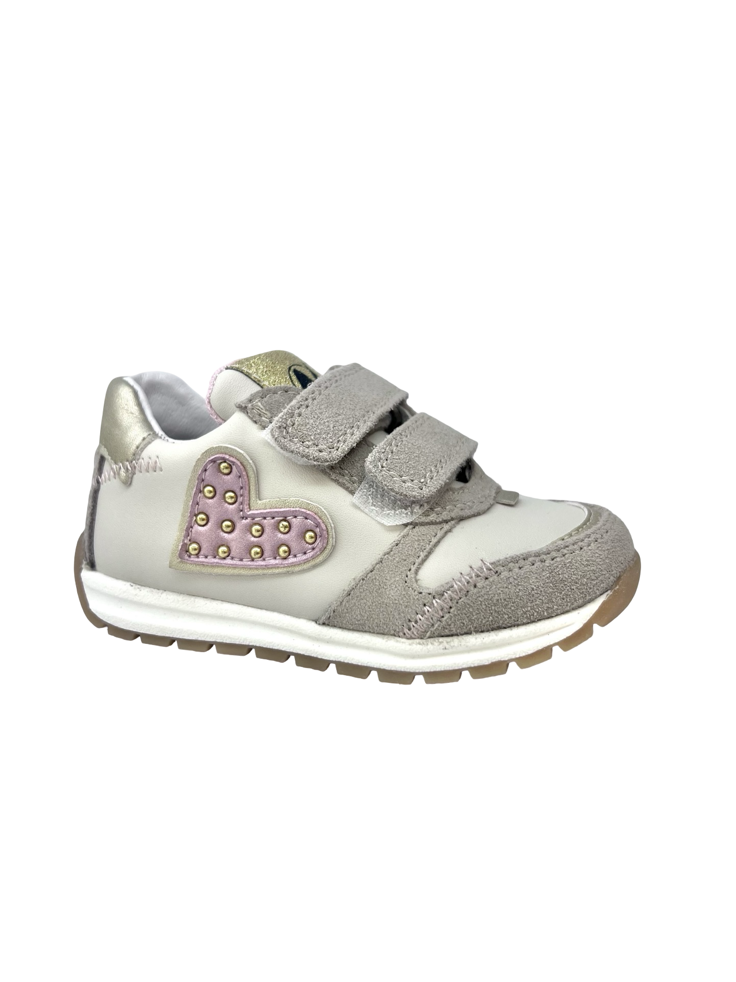 Naturino Beige Heart Studs Baby Sneaker - Quelly