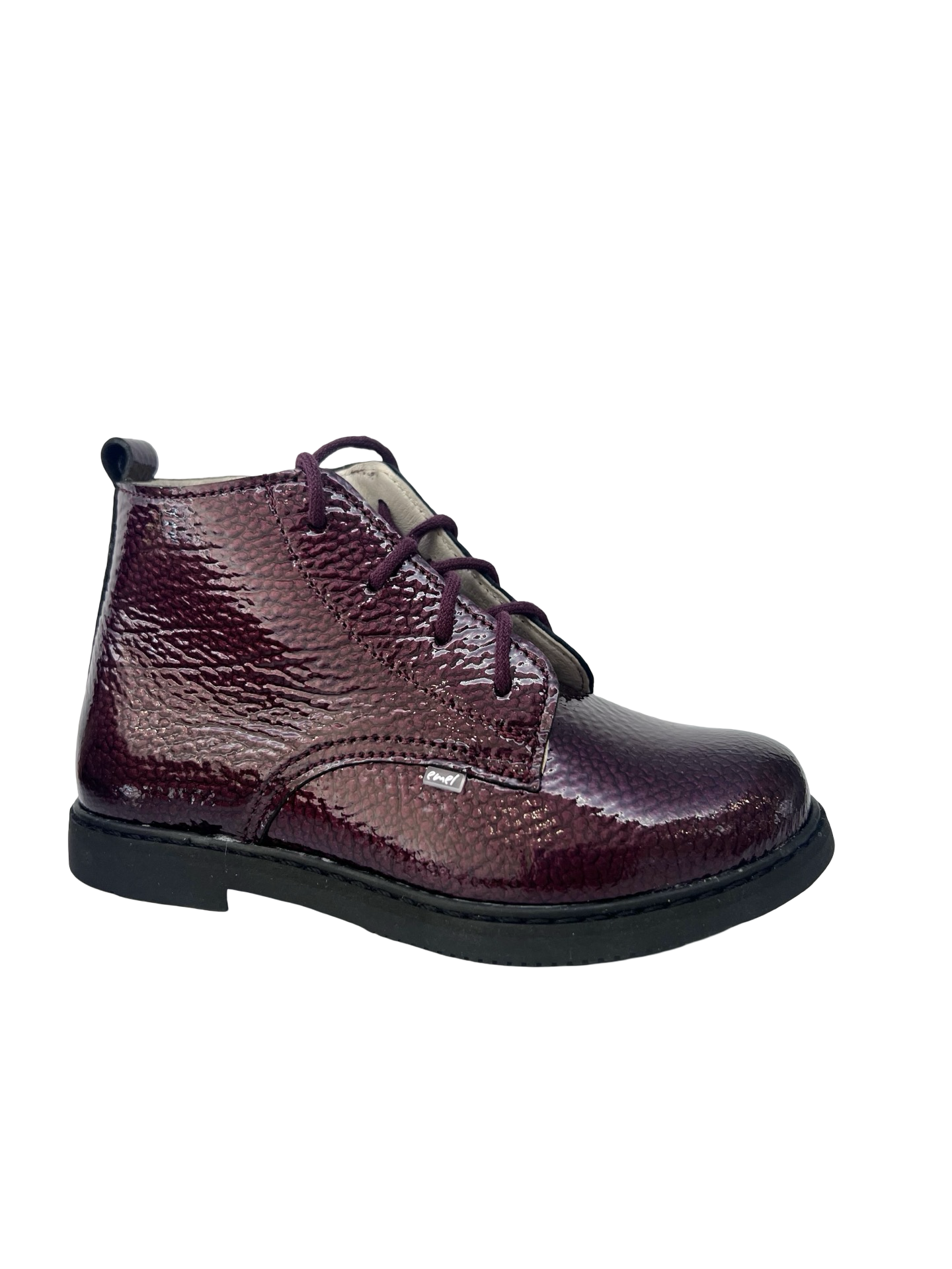 Emel Burgundy Pebbled Patent Bootie