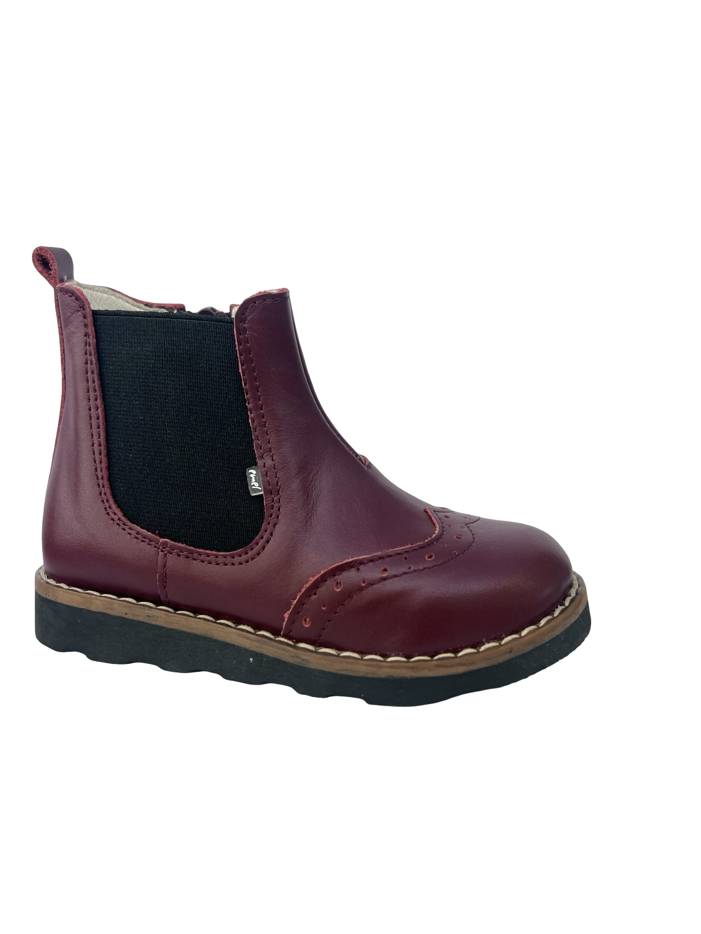 Emel Burgundy Elastic Zip Bootie