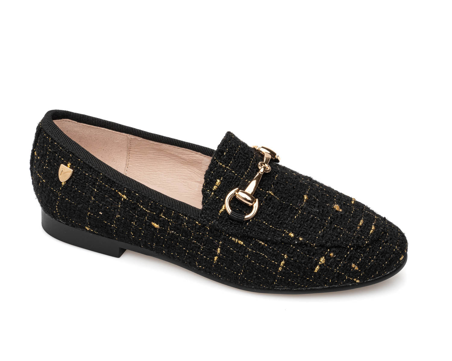 Venettini Black/Gold Tweed Chain Loafer- Rian