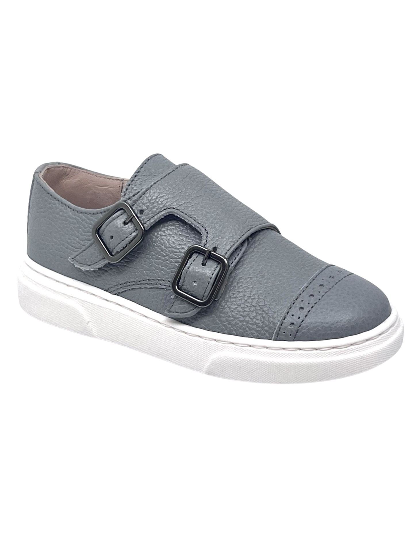 Blublonc Blue Gray Double Monkstrap Velcro Sneaker