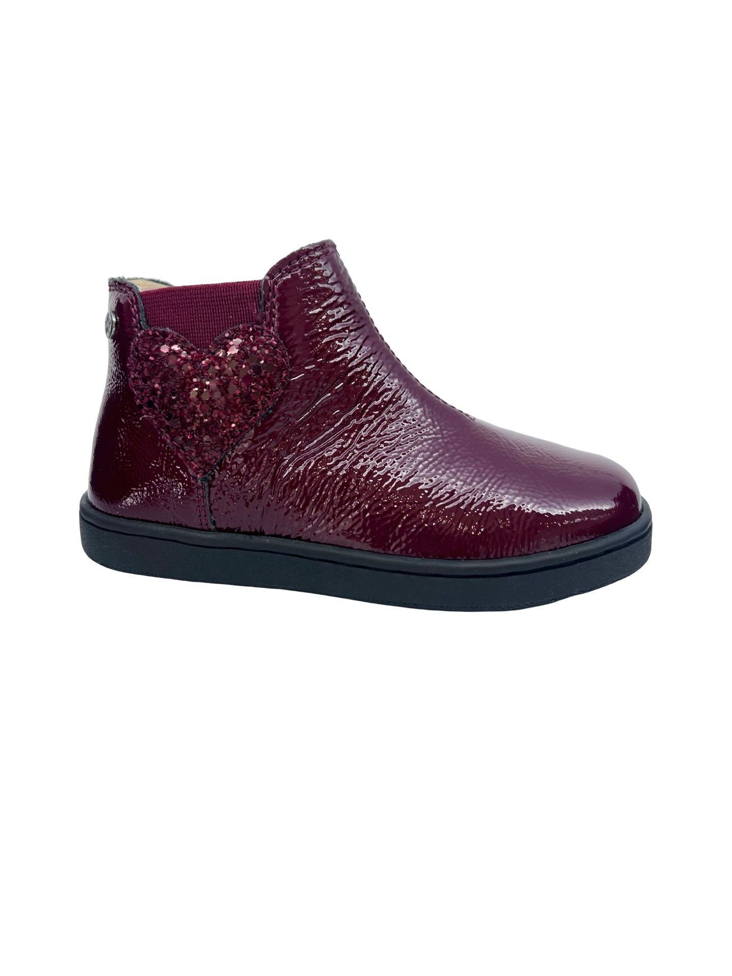 Naturino Bordeaux Patent Bootie With Heart - Glarny