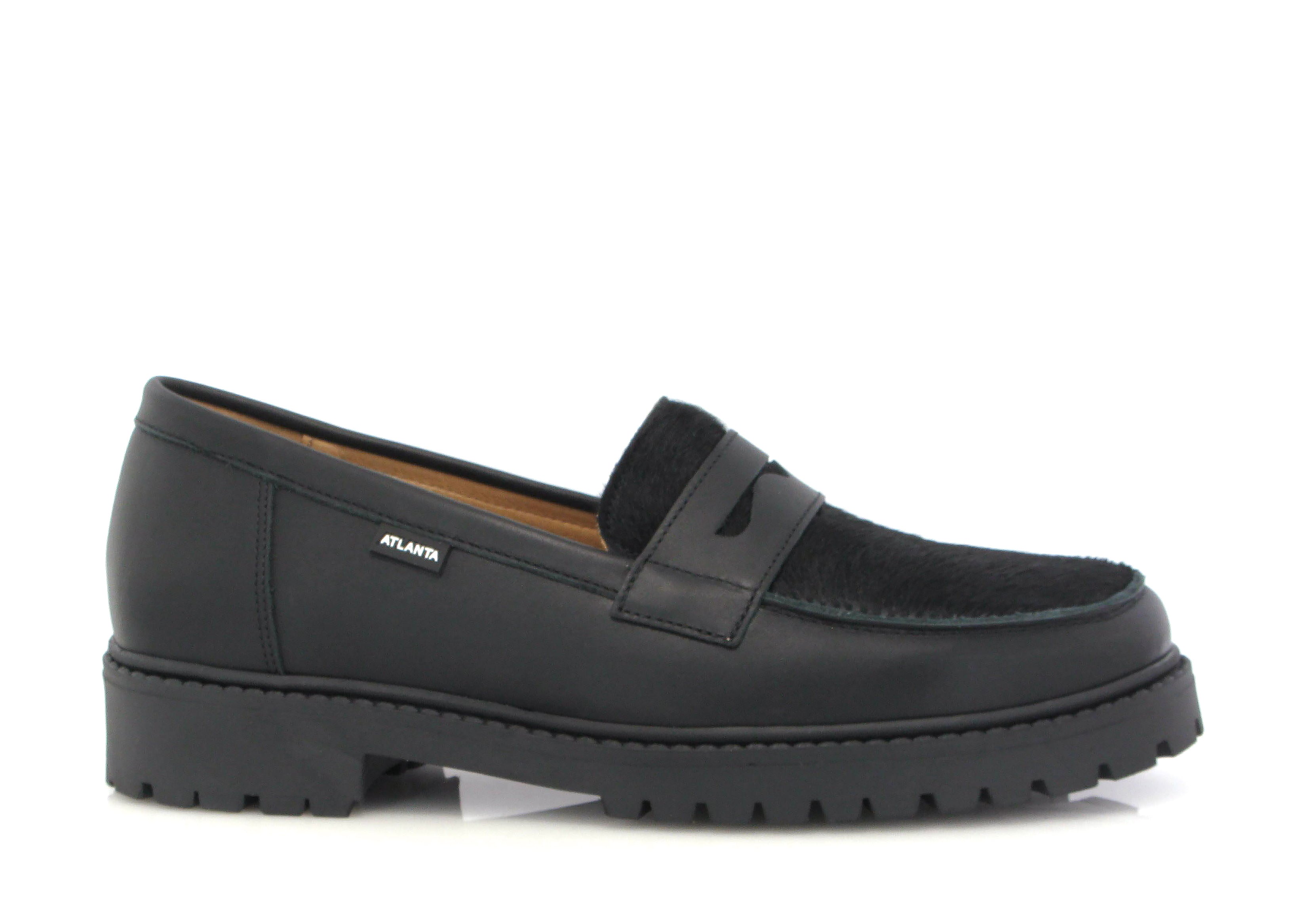Atlanta Mocassin Black Pony Chunky Penny Loafer