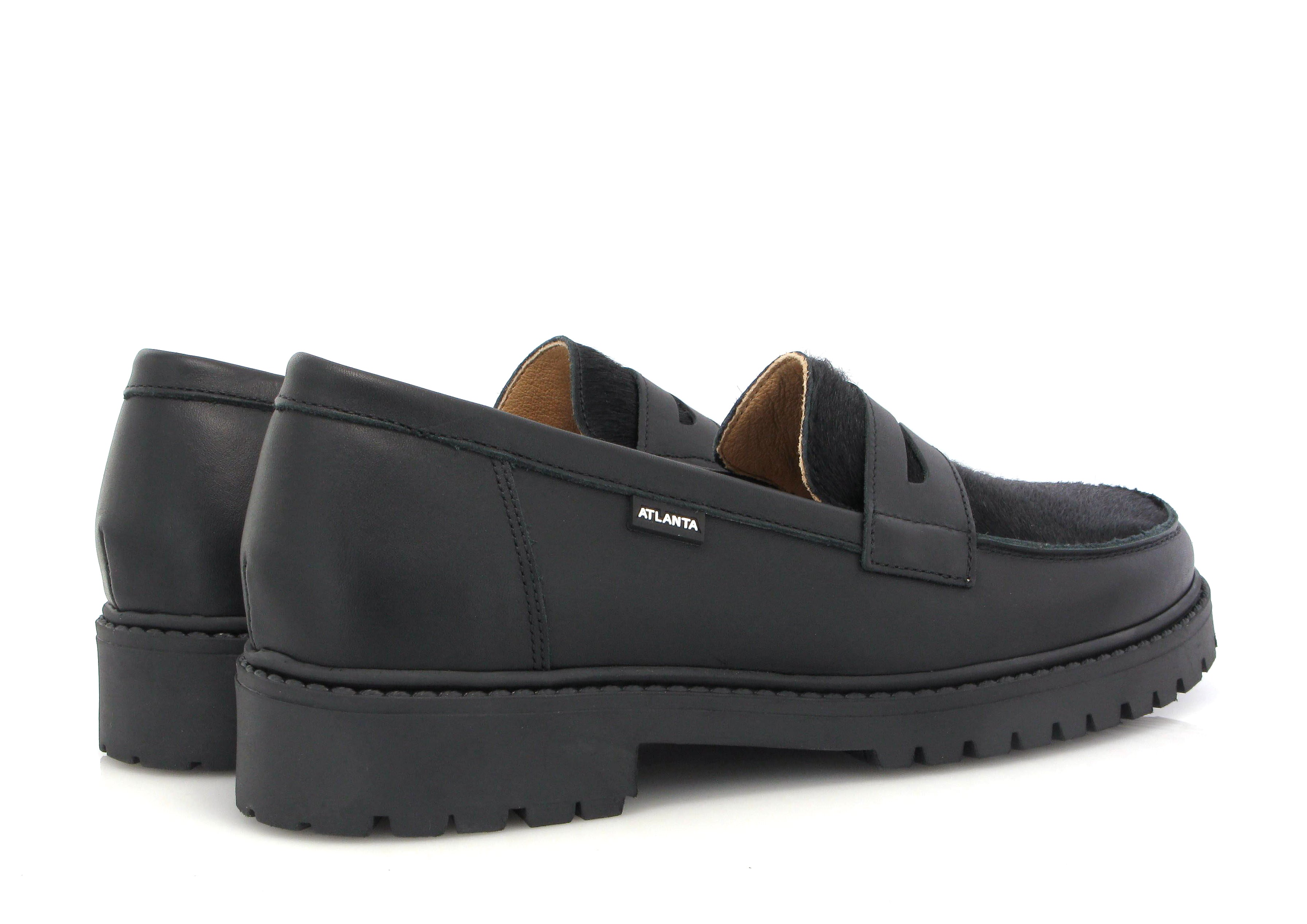 Atlanta Mocassin Black Pony Chunky Penny Loafer